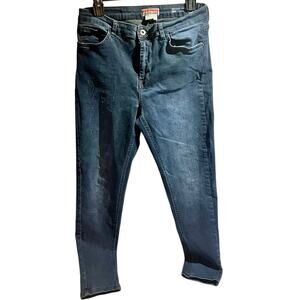 Castro Second Skin Sarai 7/8 Distressed Denim Jeans Womens Size 10 EU 42 Stretch